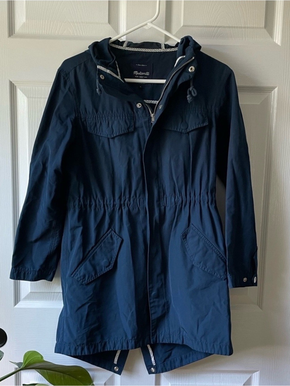 Madewell Navy Hooded Trench Coat